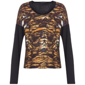 CAPITOLLIUM EXCLUSIVE - BLUSA ANIMAL PRINT MANGA LONGA - PRETO