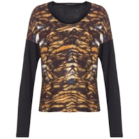 CAPITOLLIUM EXCLUSIVE - BLUSA ANIMAL PRINT MANGA LONGA - PRETO